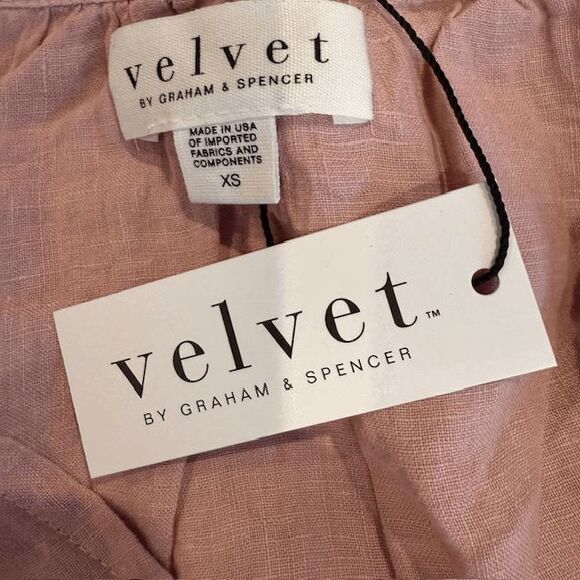 NEW! Velvet by Graham & Spencer Danielle Dress Ballet Pink 100% Linen Size XS - Picture 7 of 11